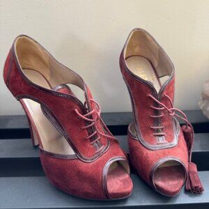 Valentino Burgundy Suede Bootie